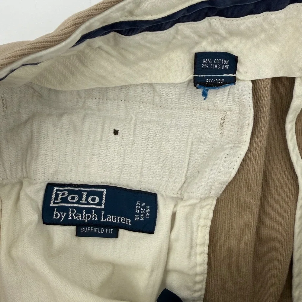 Polo‎ Ralph Lauren Mens Khaki Textured Chino Suffield Fit Pants Size 35x28.5